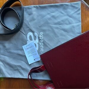 Audette Red Leather Tote Bag